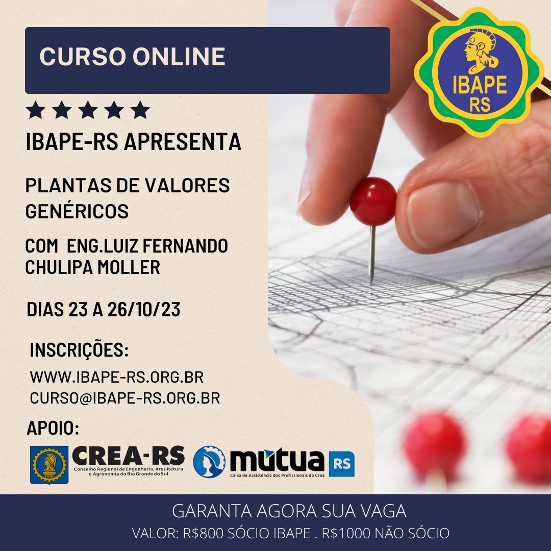 Curso de Planta de Valores Genéricos – Online – IBAPE RS